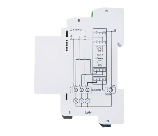 Shelly 1/3-kier. miernik zużycia energii Pro 3EM-3CT63 - 1328831 - zdjęcie 3